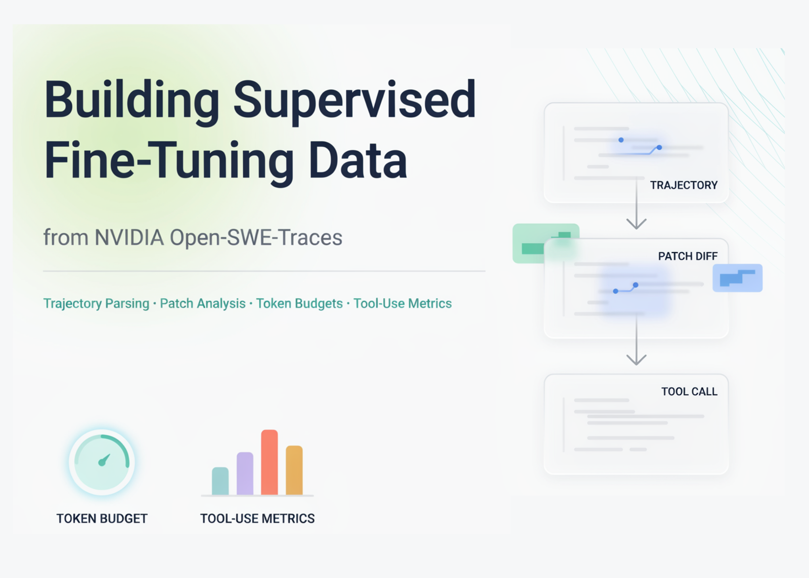 Building Supervised Fine-Tuning Data from NVIDIA Open-SWE-Traces: Trajectory Parsing, Patch Analysis, Token Budgets, and Tool-Use Metrics